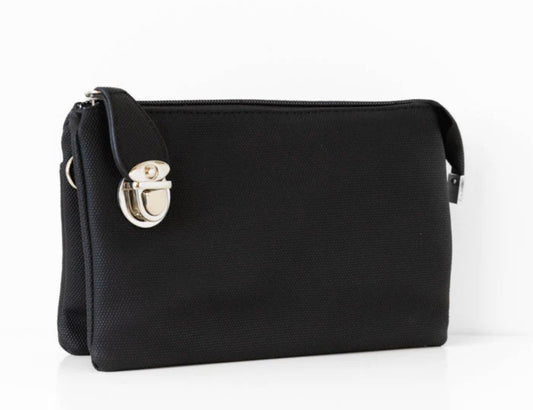 Crossbody Bag w/ Pockets - Black (Textured)