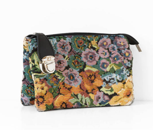 Crossbody Bag w/ Pockets - Floral