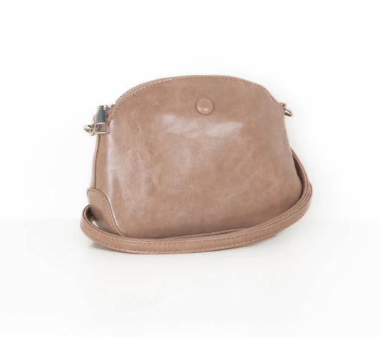 Domed Crossbody Bag w/ Removable Strap - Taupe