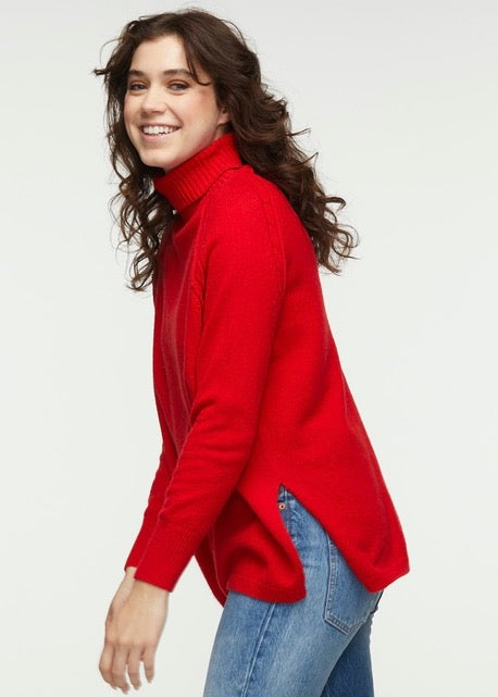 Zaket and Plover Scarlet Cable Trim Roll Neck Sweater