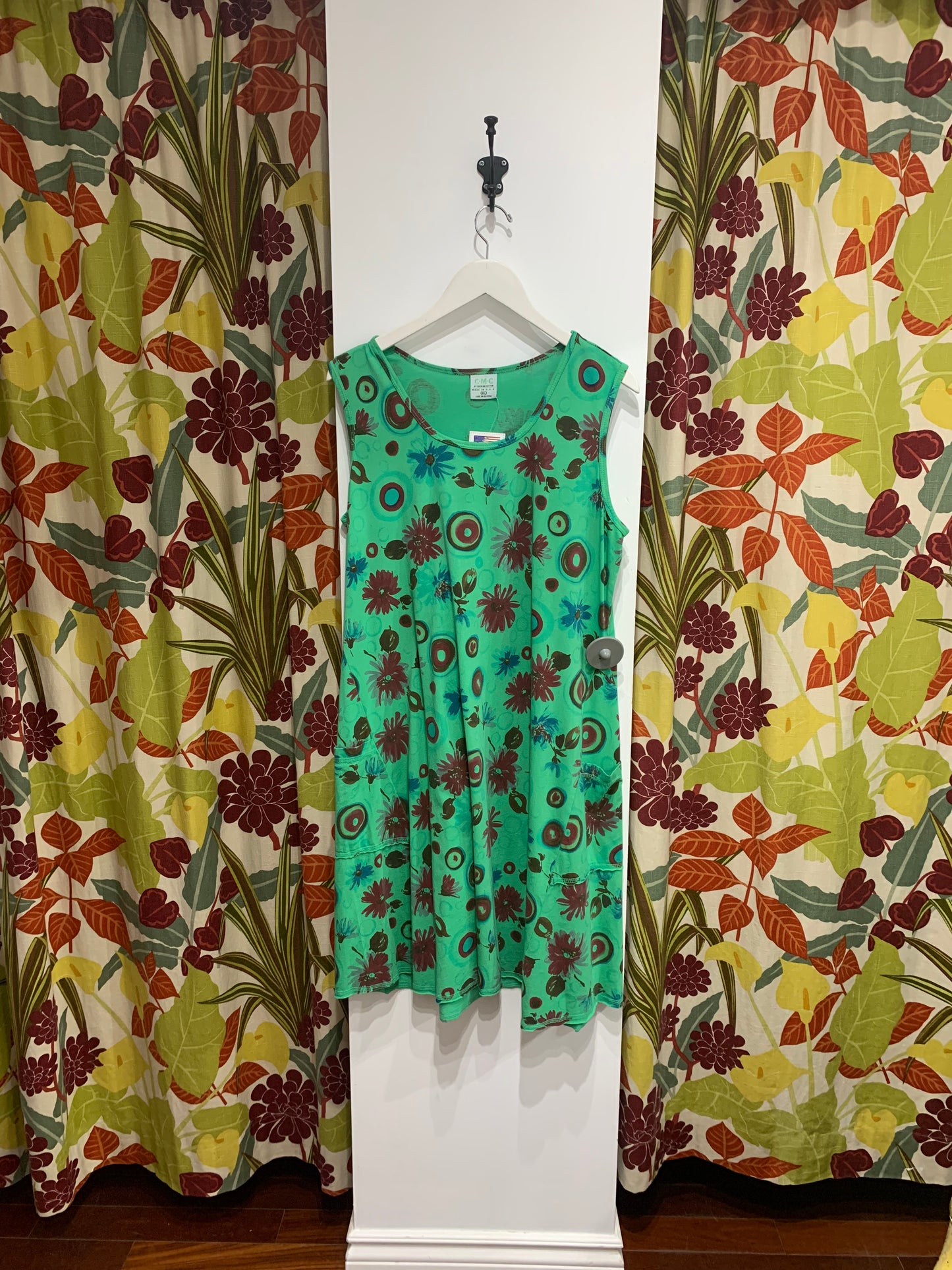 Color Me Cotton Floral Dress - Forest Green