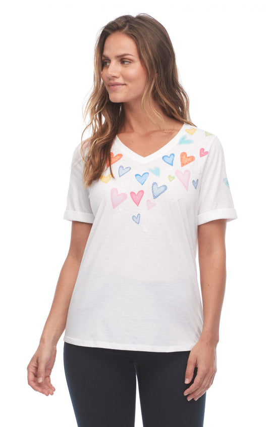 FDJ Heart Print Short Sleeve Shirt