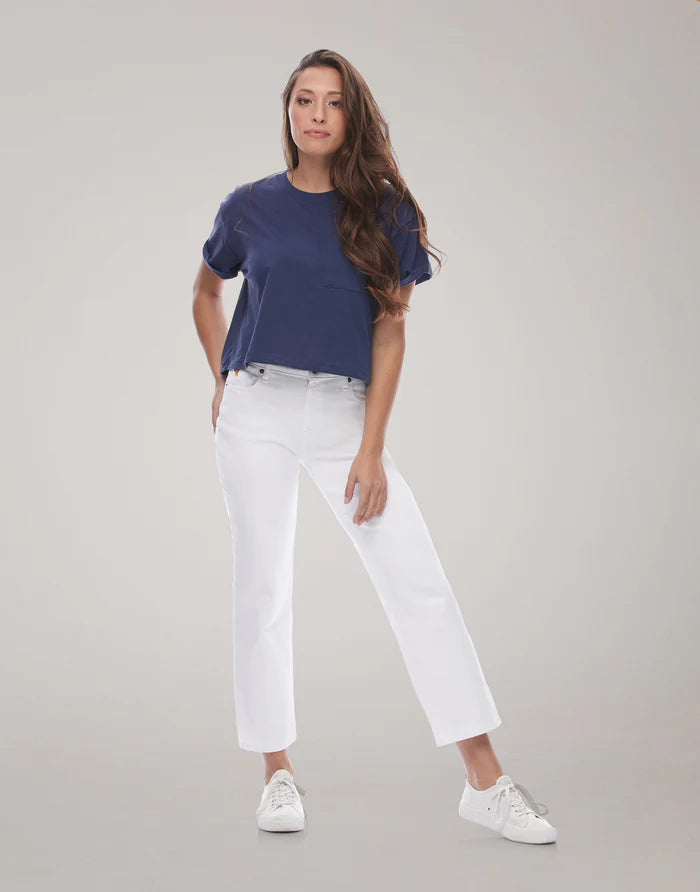 Chloe Straight Classic Rise Jeans - White Dove