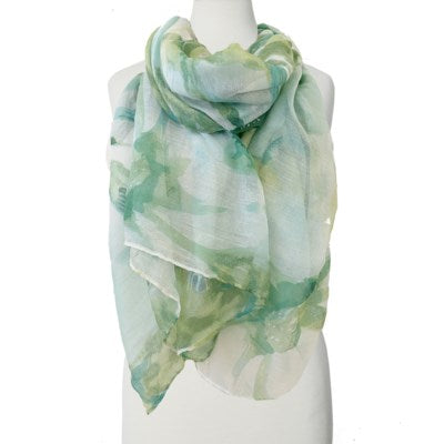 Green Scarf With Big Flowers
