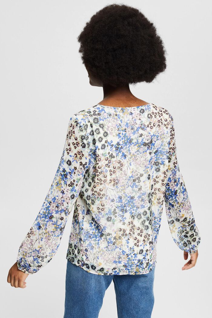 Crepe Blouse with Millefleurs Pattern