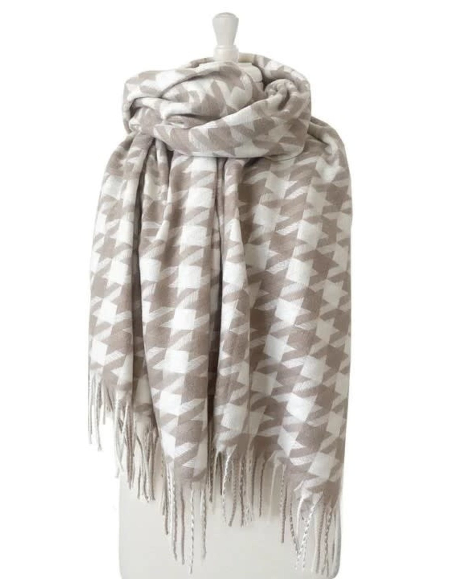 Houndstooth Scarf - Taupe